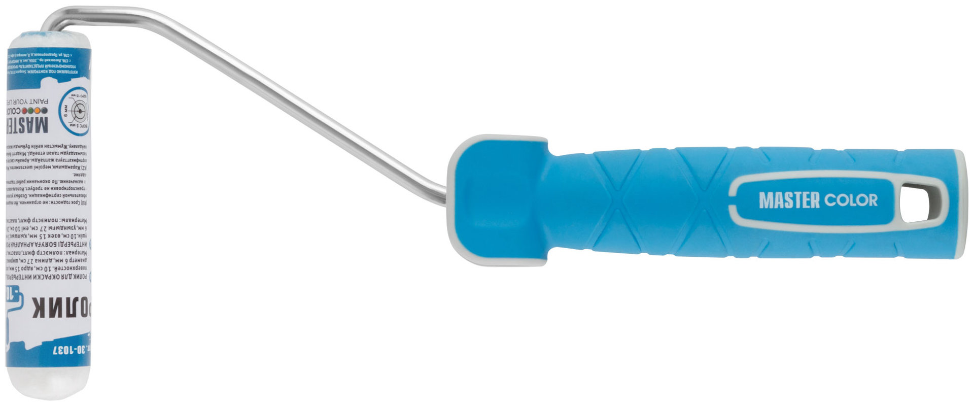 Ролик, ядро 15 мм, полиэстр филт, ворс 6 мм, 2K-ручка 27 см, 100 мм (30-1037)