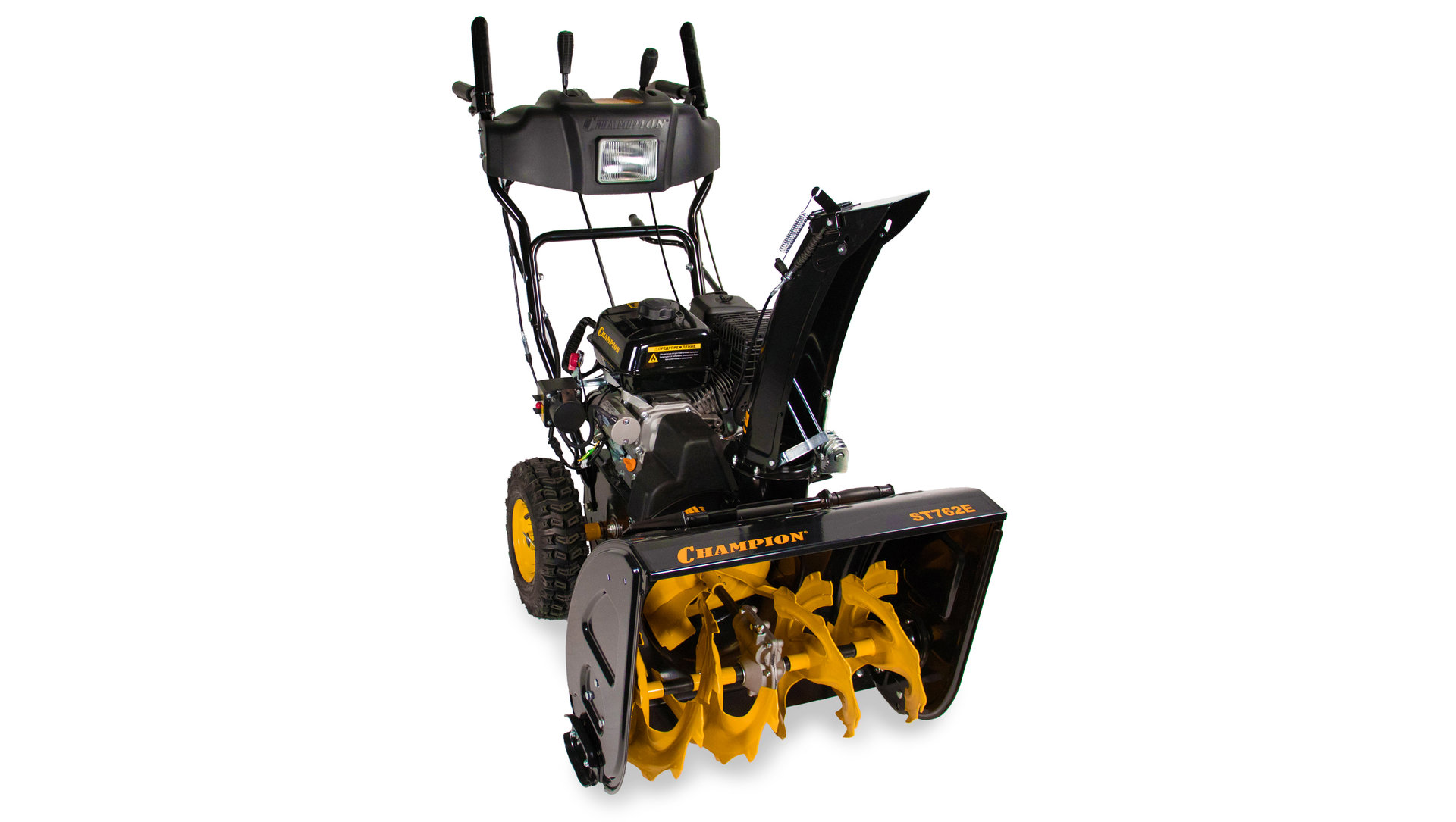 Снегоотбрасыватель CHAMPION ST762E (6,5лс 61см 6F/2R колеса 3,6л 80кг эл.стартер, фара) (ST762E)