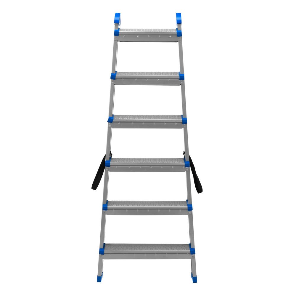 Стремянка двухсторонняя 6 ступеней, сталь профиль, стальные ступени, Сибртех (97986)