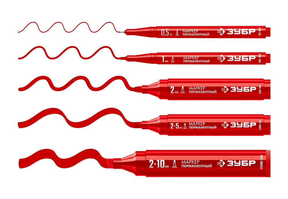 Перманентный маркер МП-300 красный, 2 мм ЗУБР 06322-3