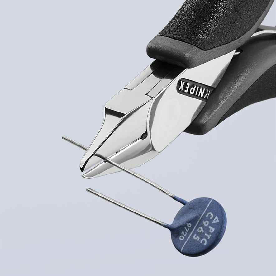 Бокорезы для электроники ESD, острая маленькая головка, 115 мм, 2-комп антистатические ручки (KN-7772115ESD)