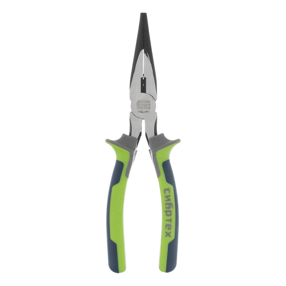 Длинногубцы прямые 200 мм, фосфатирование, трехкомпонентные рукоятки Сибртех (17161)