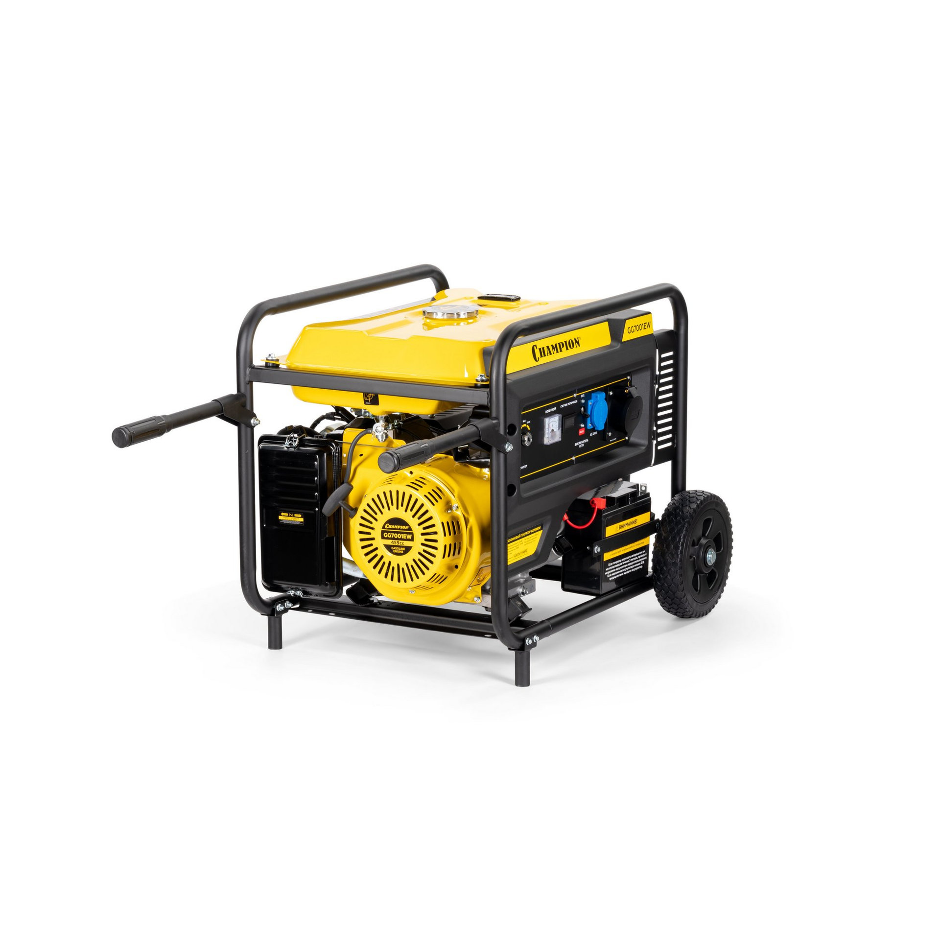 Генератор CHAMPION GG7001EW (6,8/7,5кВт 17лс 25л 88кг эл.старт колеса, счетчик) (GG7001EW)