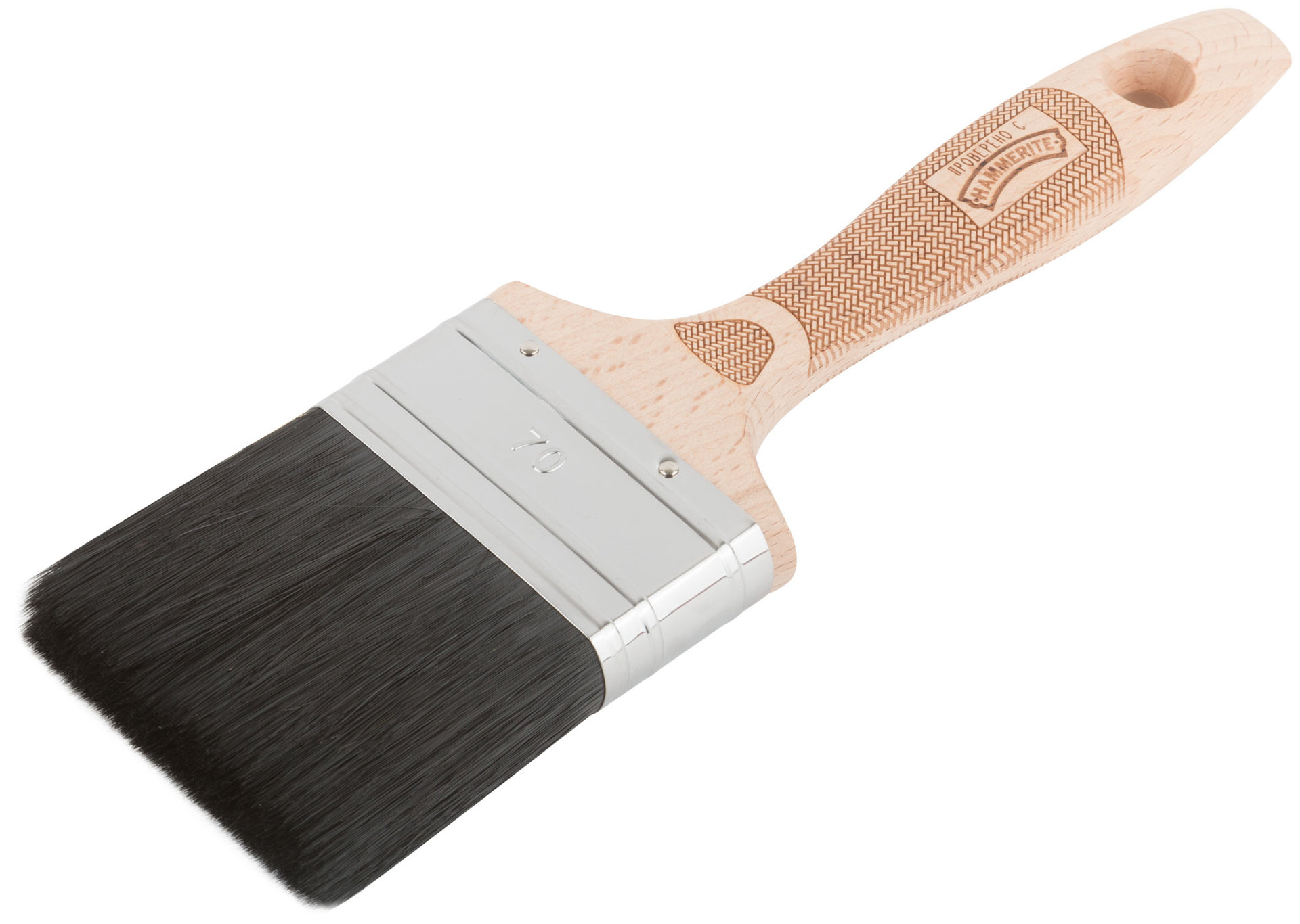 Кисть флейцевая, толщ. 16 мм, 70% ПБT/30% черная натур. щетина, нерж. обжим, ширина 70 мм (30-0055)