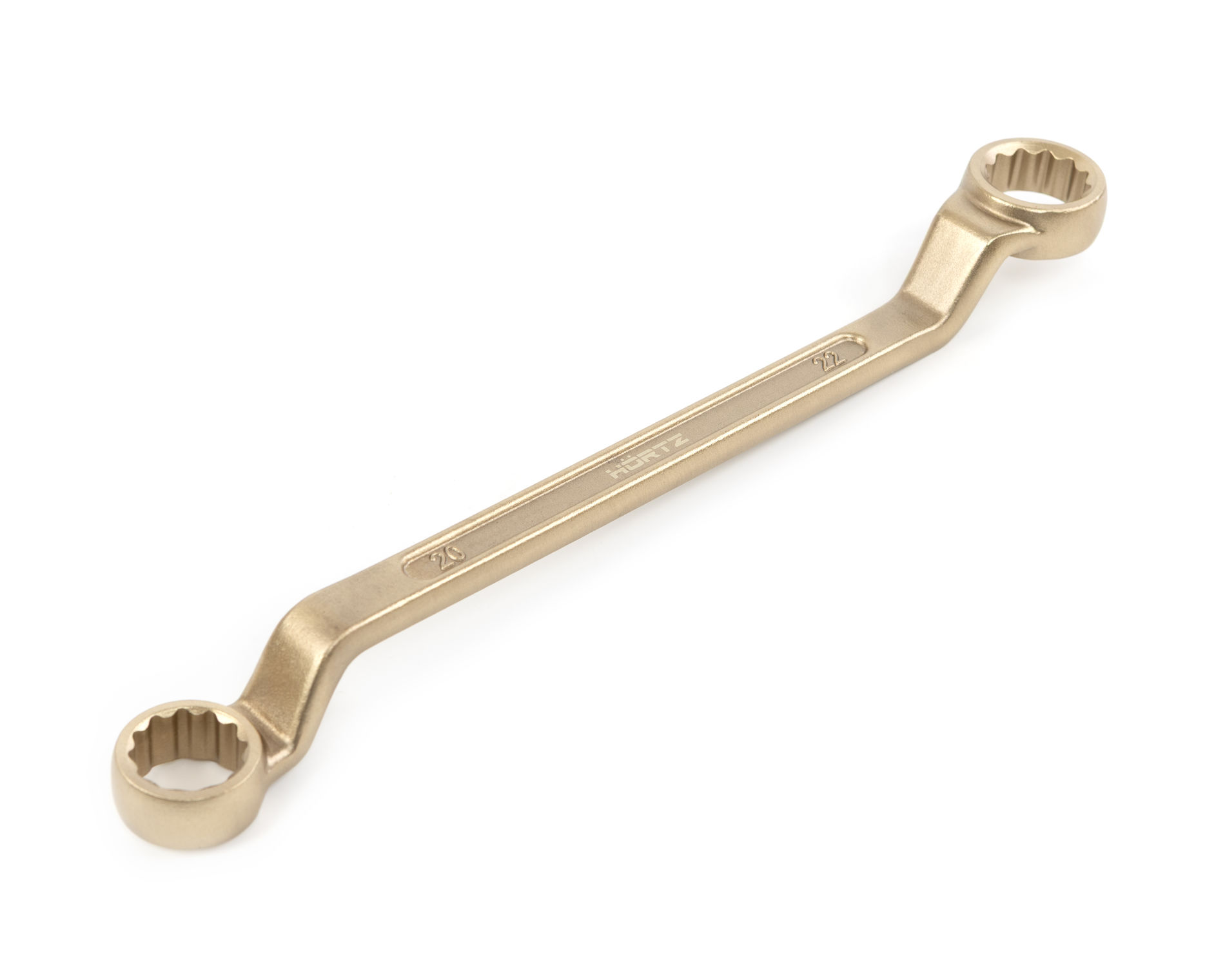 Ключ гаечный накидной двусторонний коленчатый 20х22 искробезопасный сплав AlCu 151-2022, HORTZ
