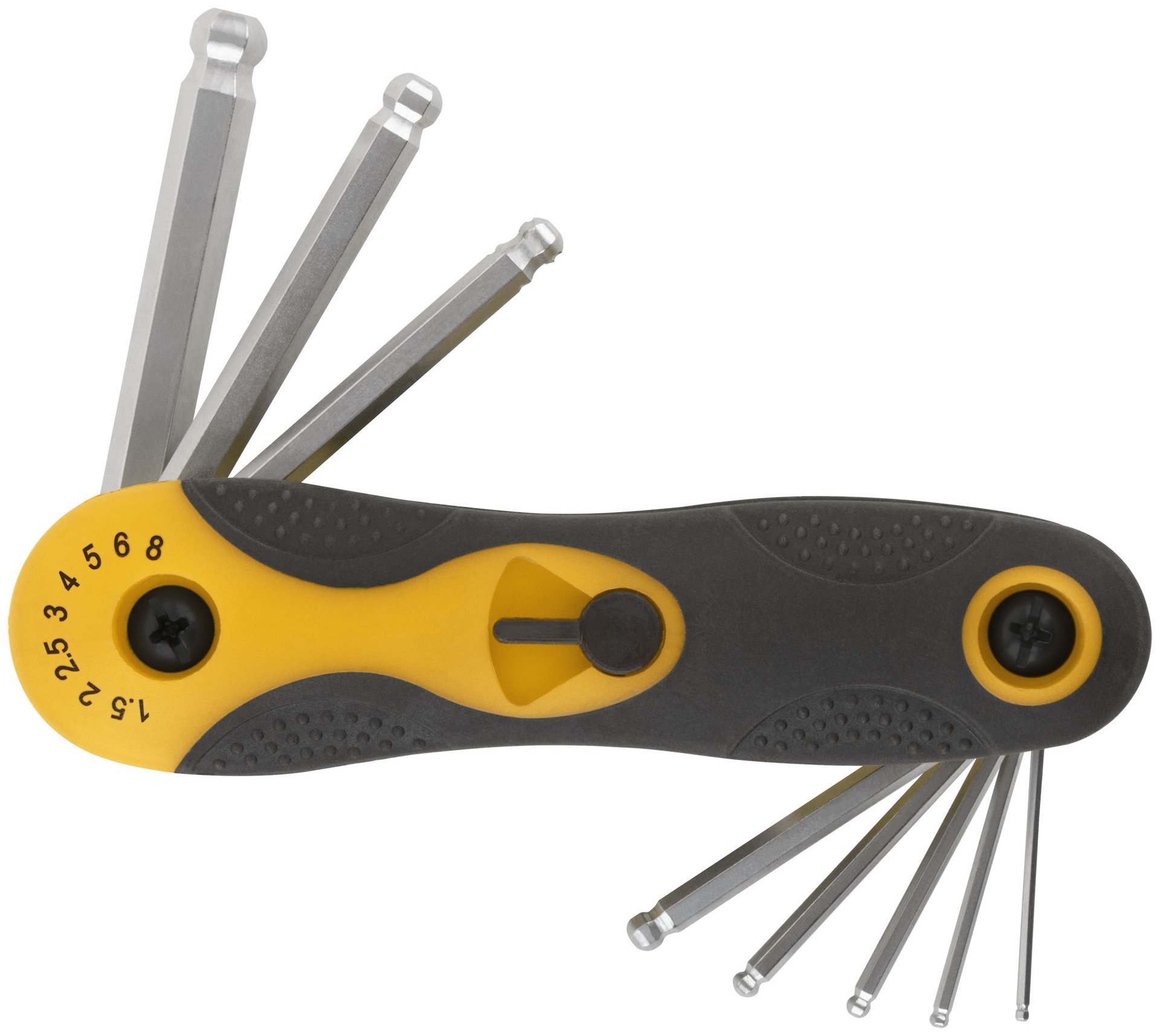 Ключи шестигранные с шаром CrV 8 шт. (1,5-8 мм) складные