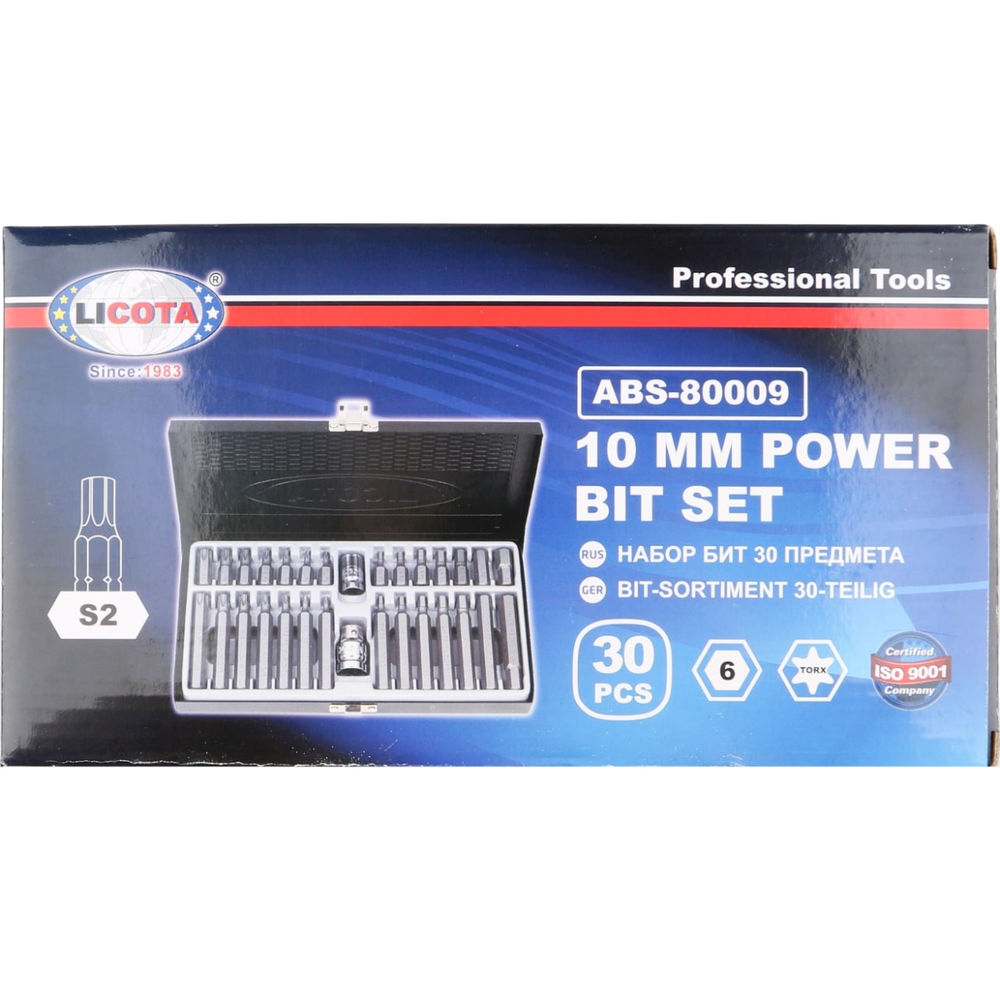 Набор бит H4-H12, T20-T55 S2, 30 пр., Licota, ABS-80009