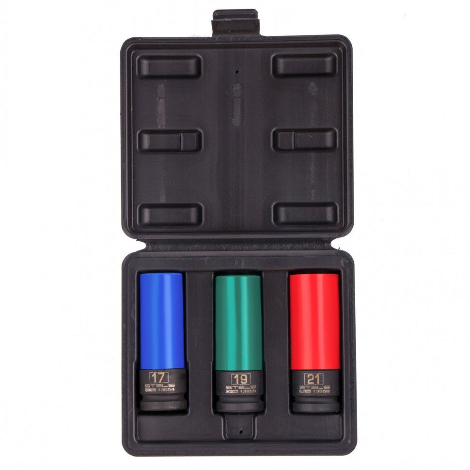 Набор головок ударных 6-гранных удлиненных для колесных дисков (17,19,21 мм) 1/2 3 шт Stels