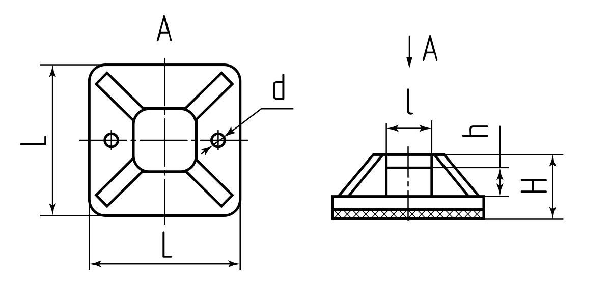 Площадка самоклеящаяся ПМС 25х25 (черн) (100шт) (Fortisflex) (63095)
