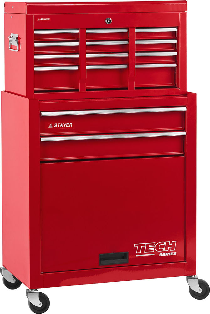 Тележка инструментальная комбо 616 х 330 х 742 мм с 2 полками + ящик с 7 полками STAYER 38909-K