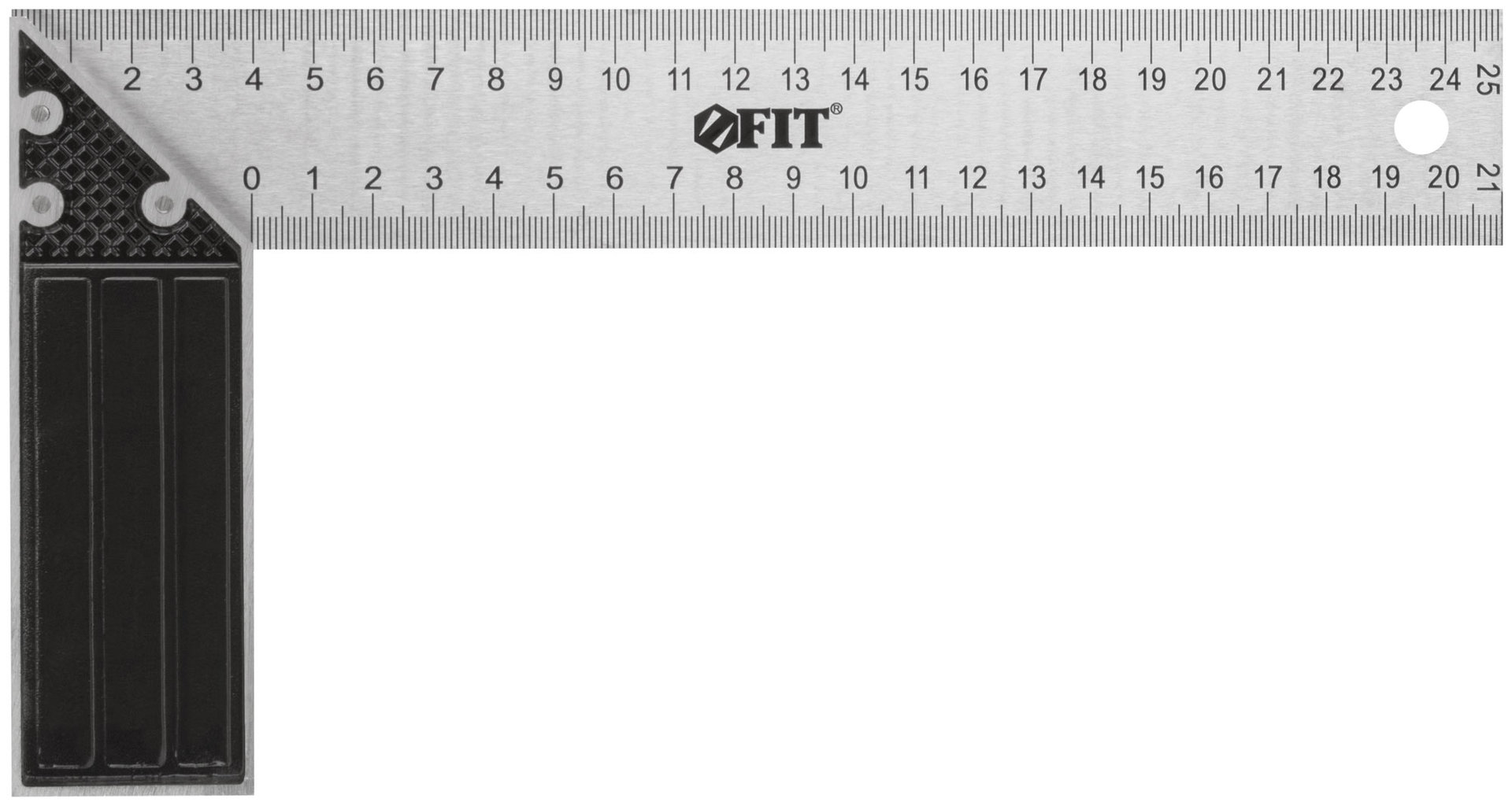 Угольник столярный, рифленая шкала, алюминиевое основание 250 мм (19461)