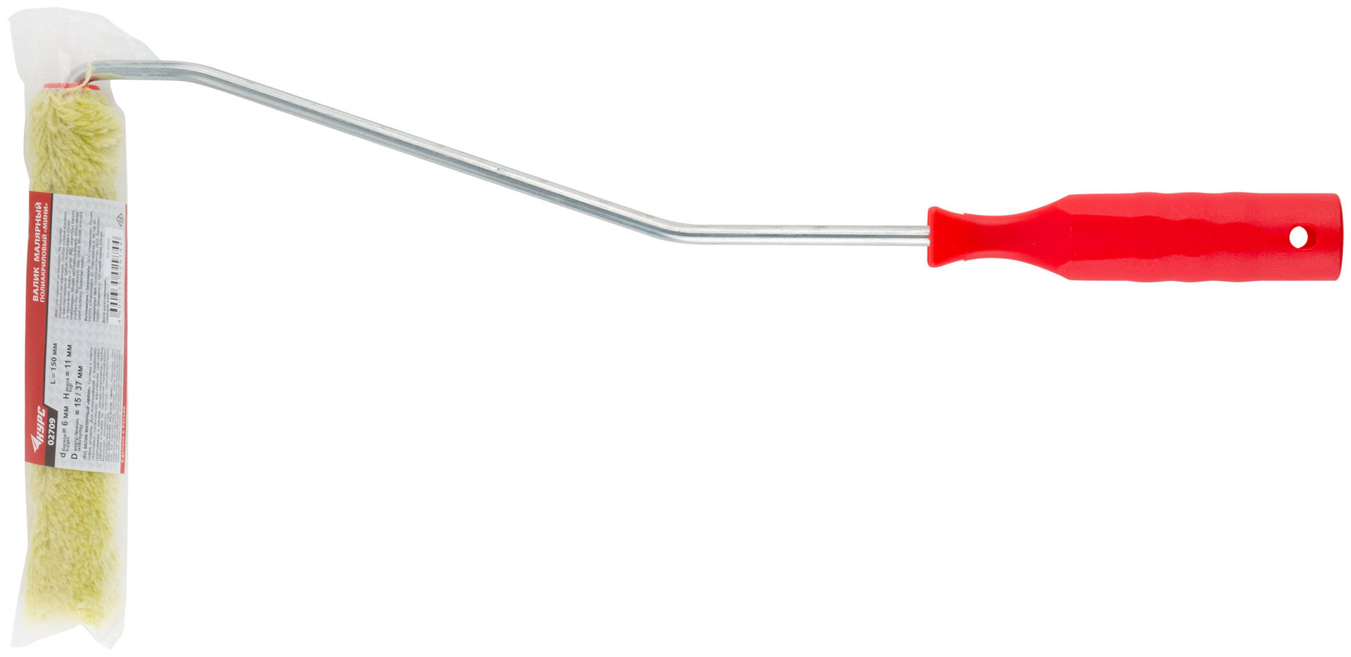 Валик полиакриловый мини зеленый, диам.15/37 мм, ворс 11 мм, 150 мм (02709)