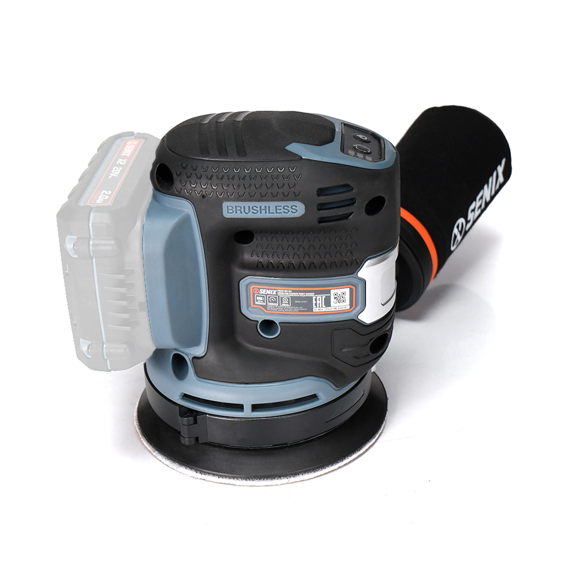 Орбитальная (эксцентриковая) шлифмашина, бесщ.дв., 125 мм, без АКБ и ЗУ X2 20В