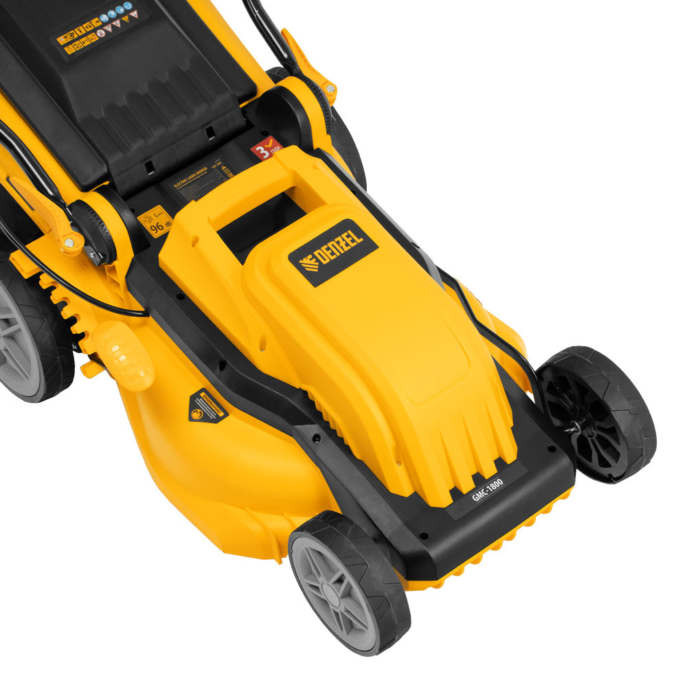 Газонокосилка электрическая GMC-1800, шир. 38см, 1800 Вт, 6 уров., травосб. 35 л Denzel (96629)