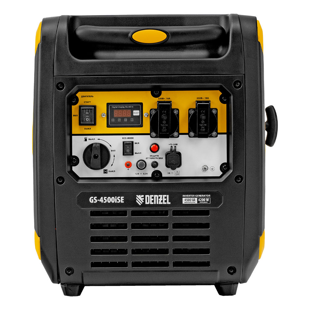 Генератор инверторный GS-4500iSE, 4,5 кВт, 230 В, закрытый корпус, электростартер DENZEL (94714)