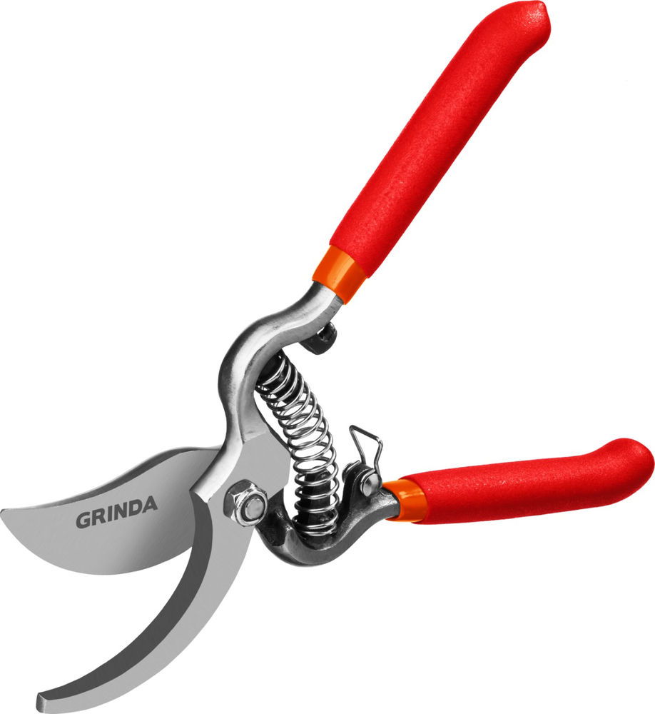 Плоскостной секатор G-3, 200 мм, высокоуглеродистая сталь, цельнокованый, покрытие ПВХ GRINDA 423103