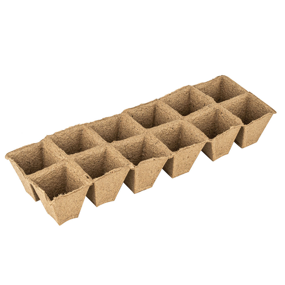 Кассета для рассады, 310 х 100 х 50 мм, 12 ячеек, торфяная, 3 шт, (64368)