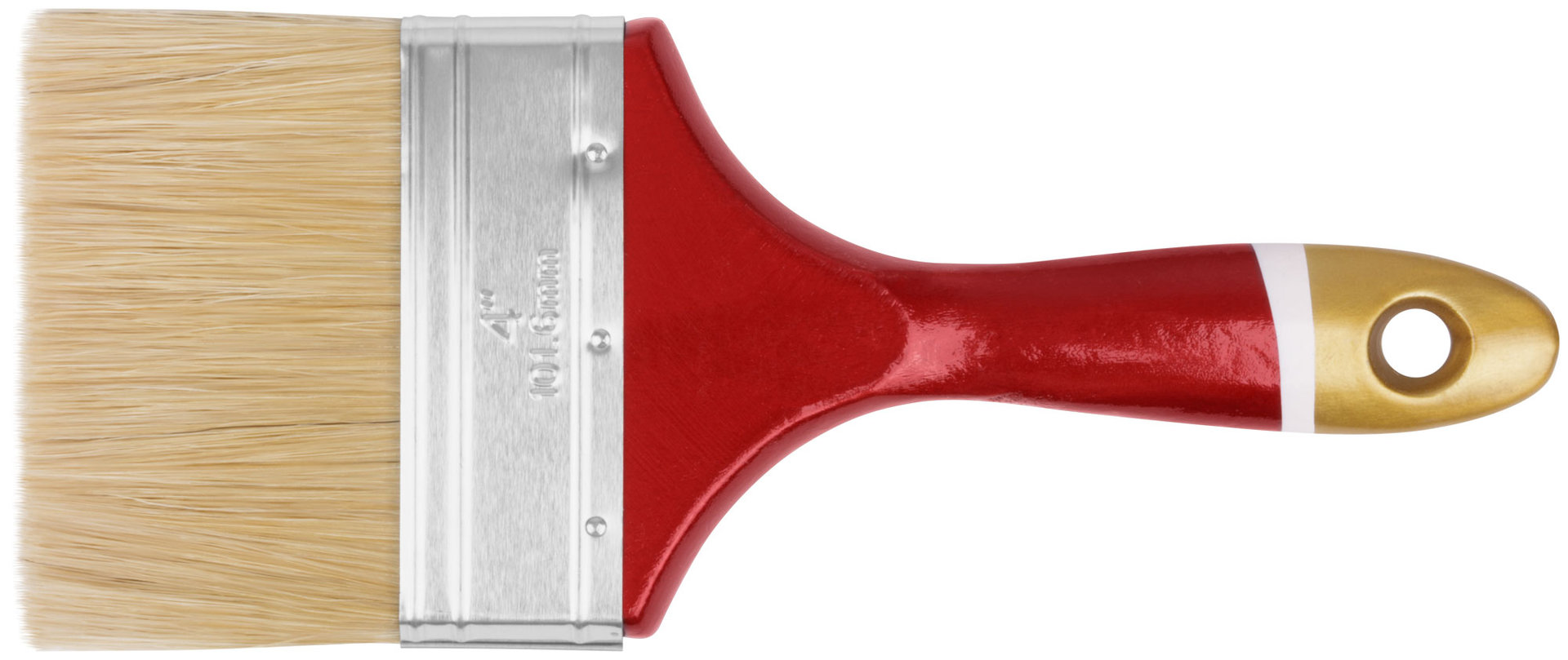 Кисть флейцевая Классик, натуральная светлая щетина, деревянная ручка 4 (100 мм) (01098)