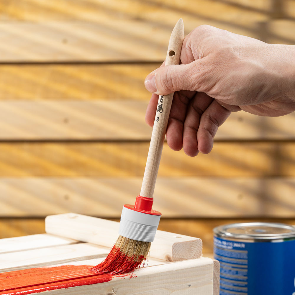 Кисть круглая № 8 (35 мм) натуральная щетина, деревянная ручка MTX (82078)