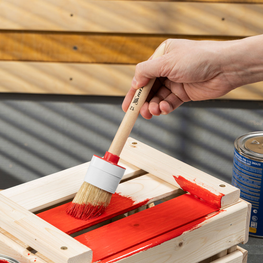 Кисть круглая №12 (45 мм) натуральная щетина, деревянная ручка MTX (82082)