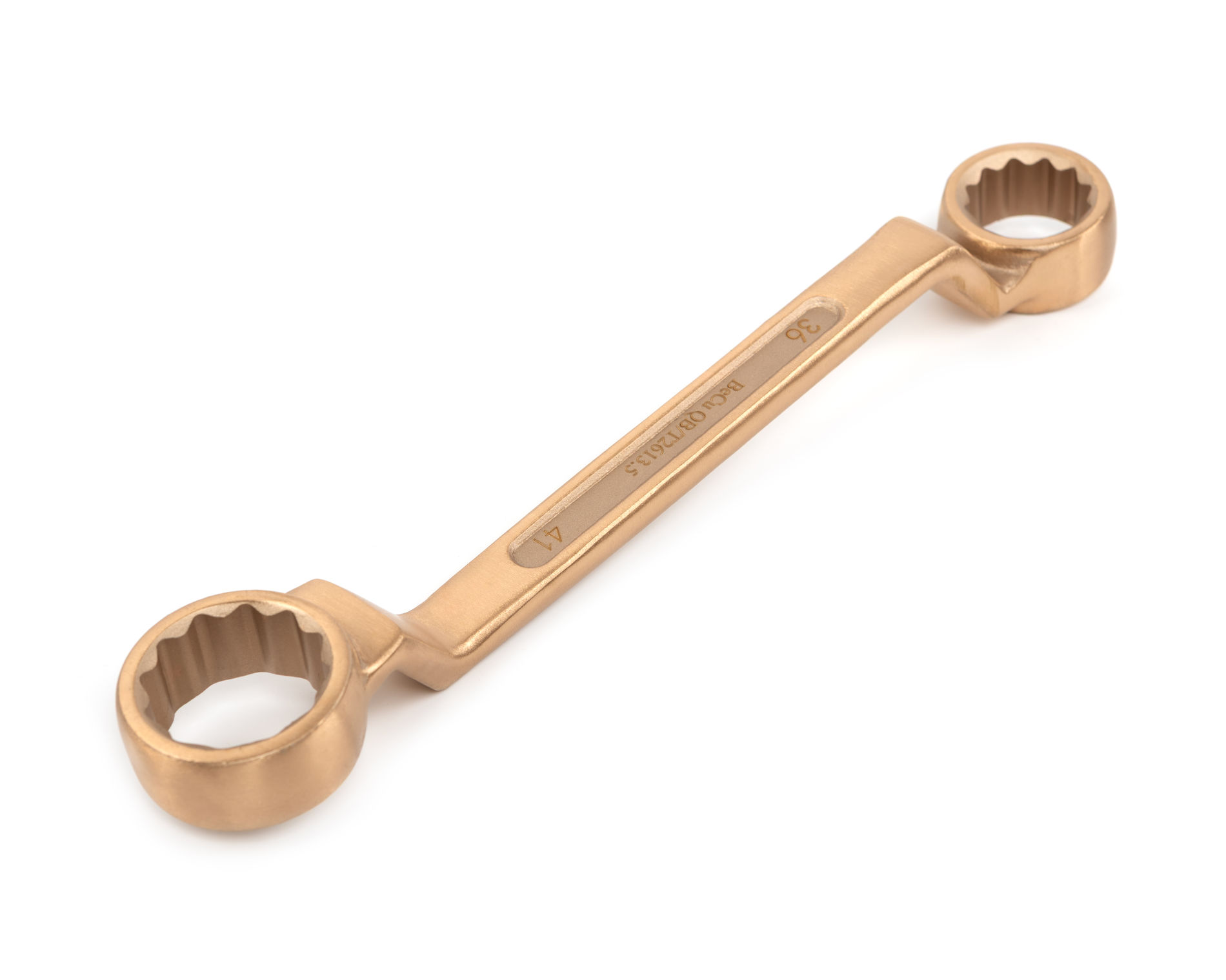 Ключ гаечный накидной двусторонний коленчатый 36х41 искробезопасный сплав BeCu 151-3641, HORTZ