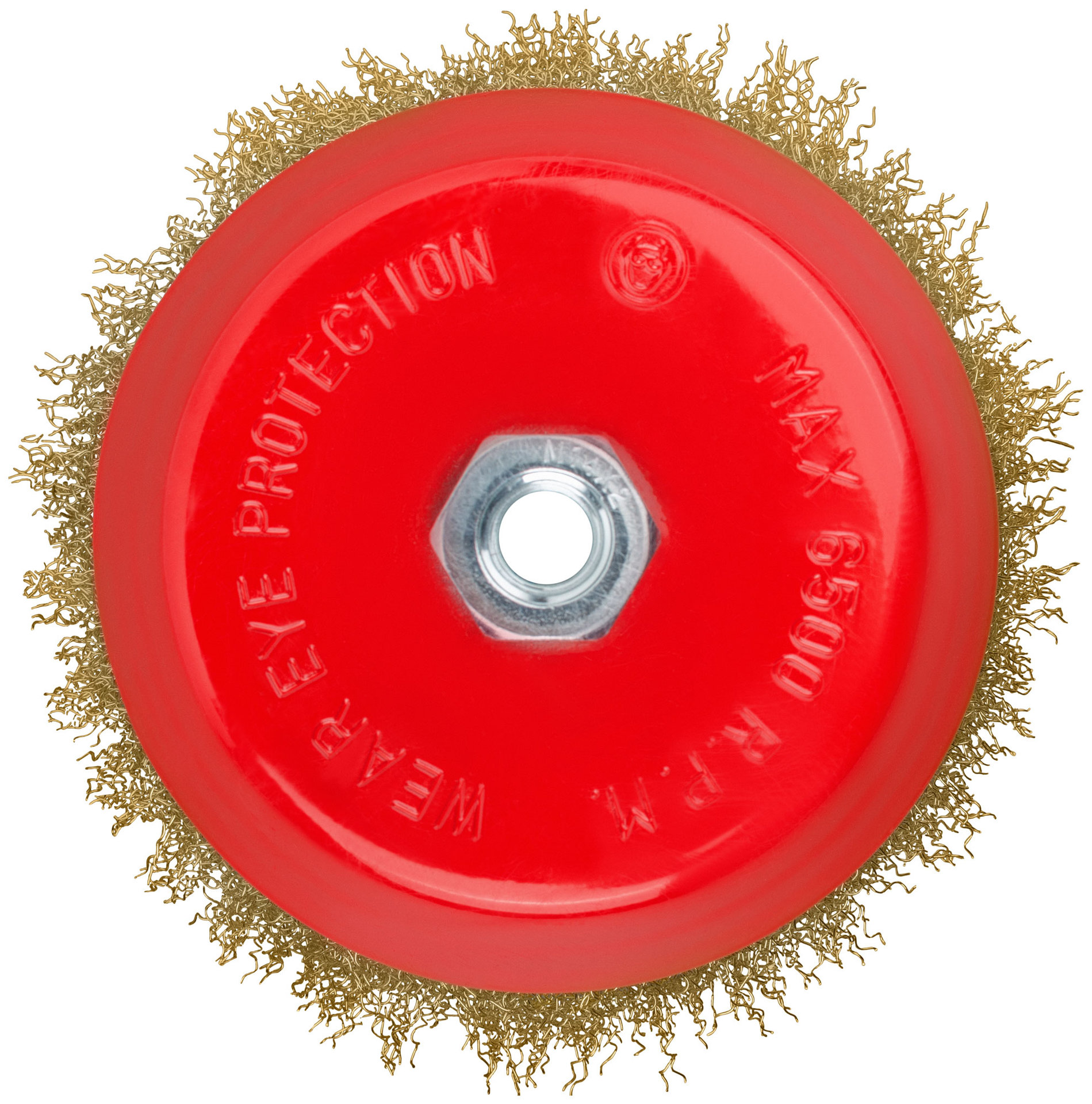 Корщетка-чашка, гайка М14, стальная латунированная волнистая проволока 150 мм (39274)