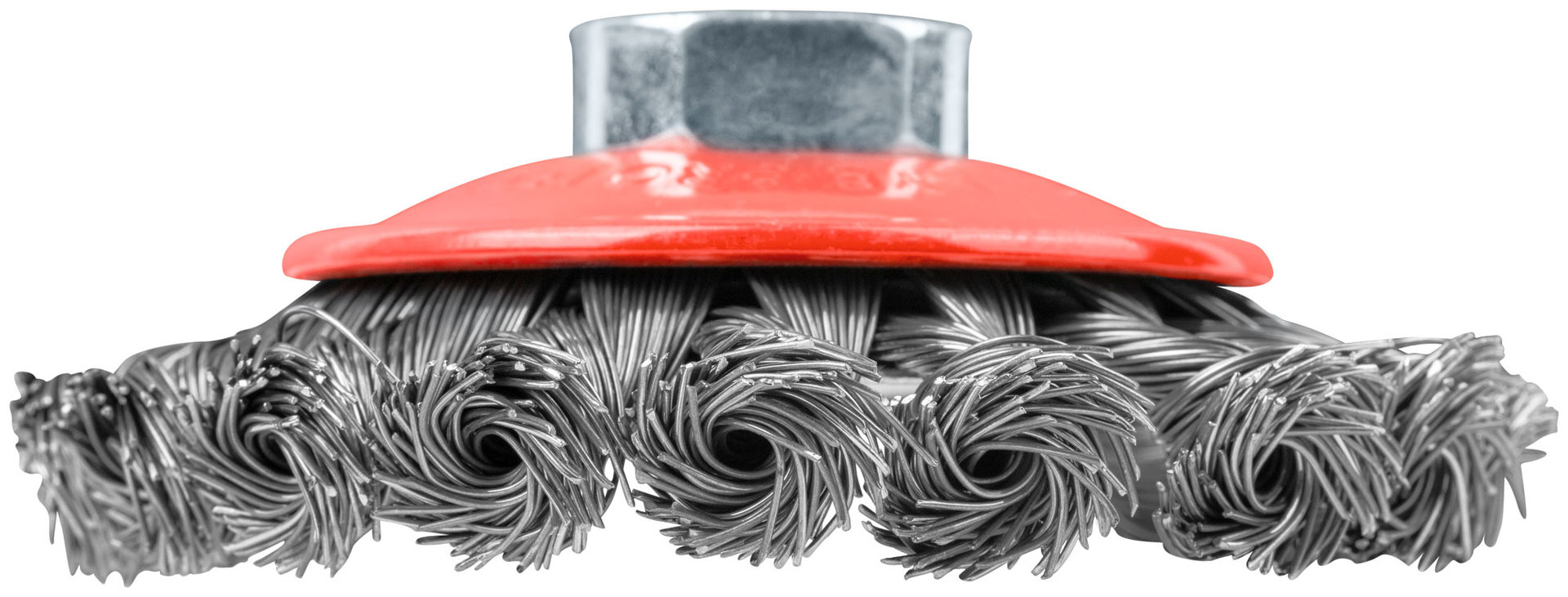 Корщетка-колесо с наклоном, гайка М14, стальная витая проволока 100 мм (39114)