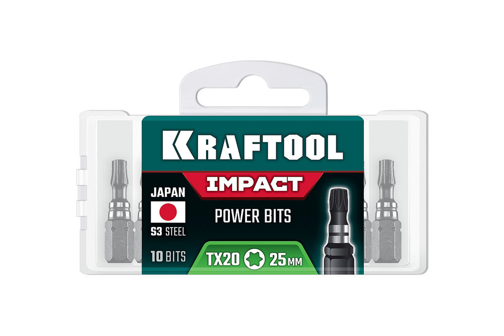 Ударные биты Impact TX 20, 25 мм, 10 шт KRAFTOOL 26195-20-25-S10