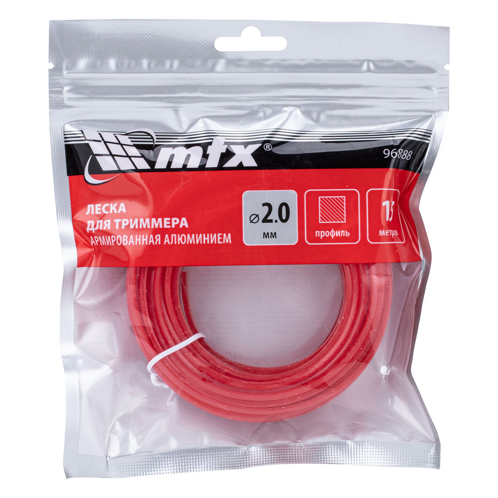 Леска для триммера армированная алюминием квадрат 2,0 мм х 15 м MTX (96888)