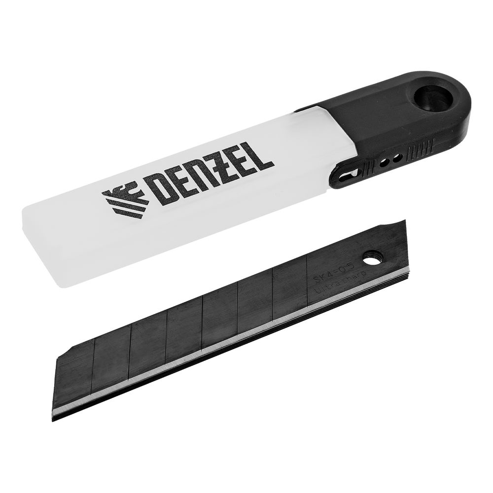 Лезвия, 18 мм, сталь SK4 - 0,5 мм, супер острые, 5 штук Denzel (79306)