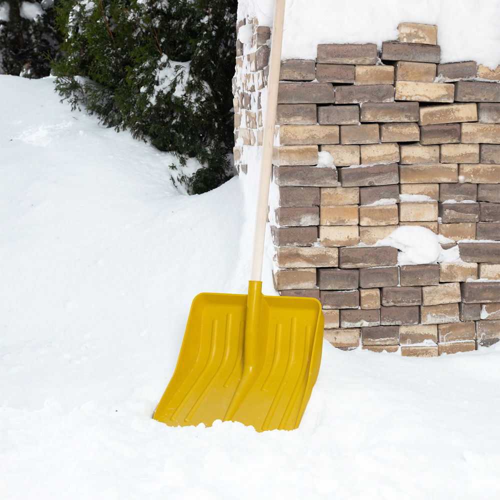 Лопата для уборки снега пластиковая, желтая, 420 х 425 мм, без черенка, Сибртех (61616)