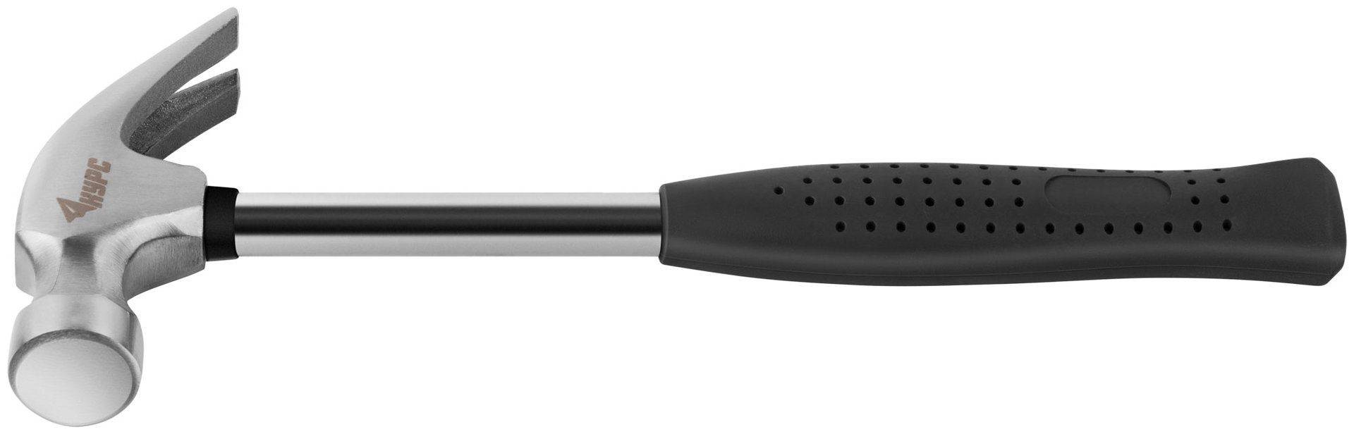 Молоток-гвоздодер, металлическая ручка, резиновая рукоятка 27 мм, 340 гр. (44612)