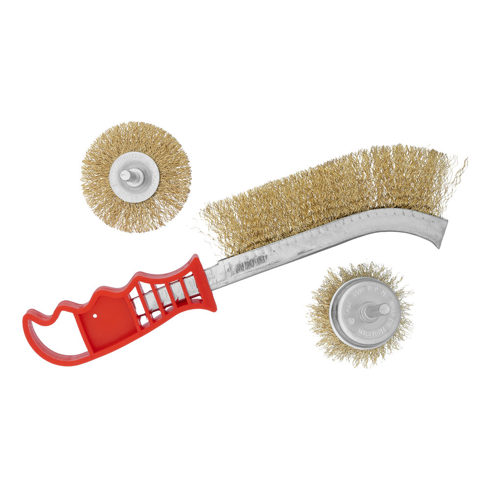 Набор щеток для дрели, 3 шт, 1 плоская, 65 мм, 50 мм чашка, ручная металлическая Matrix (74484)