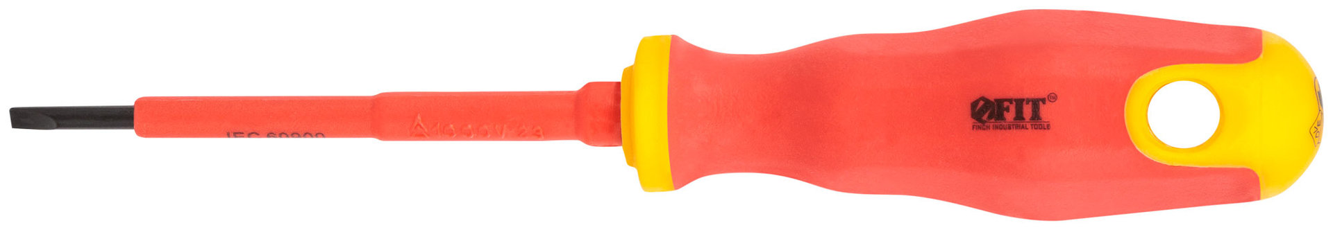 Отвертка изолированная 1000 В, CrV сталь, прорезиненная ручка 3х75 мм SL (55896)