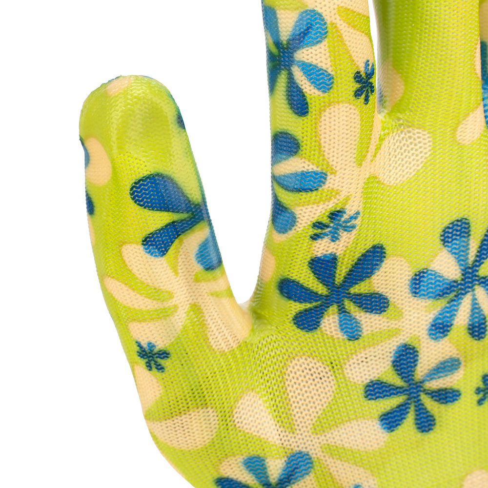 Перчатки садовые из полиэстера с нитрильным обливом, зеленые, S Palisad (67741)