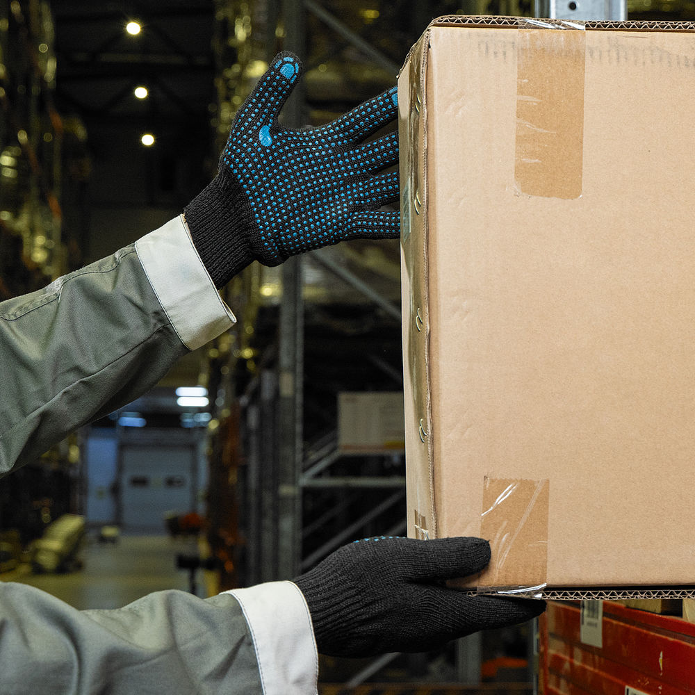 Перчатки трикотажные, ПВХ-покрытие Точка, 10 класс, черные (67855)