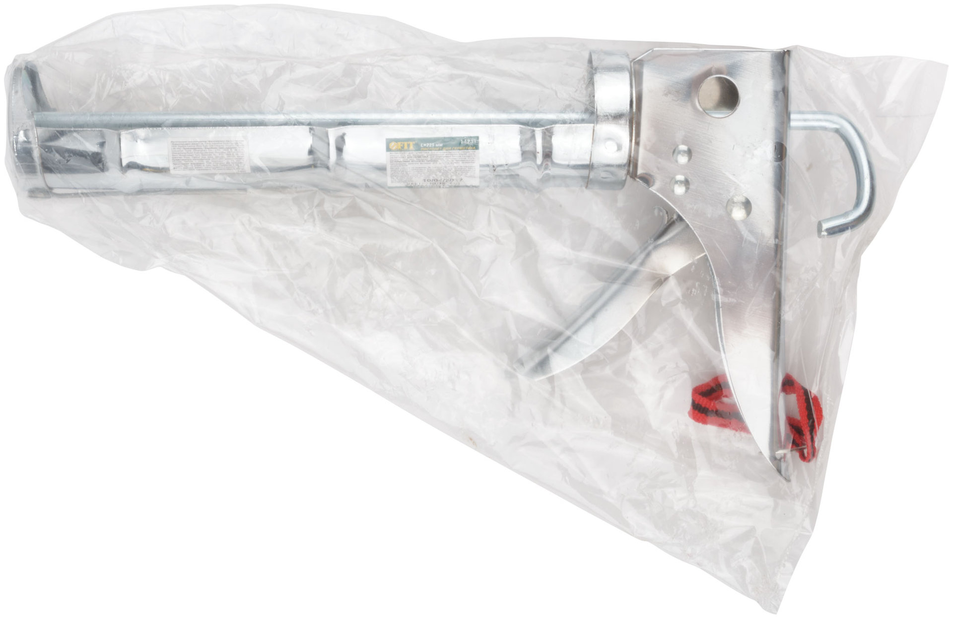 Пистолет для герметика 225 мм полукорпусной, усиленный хромированный, зубчатый шток (14231)