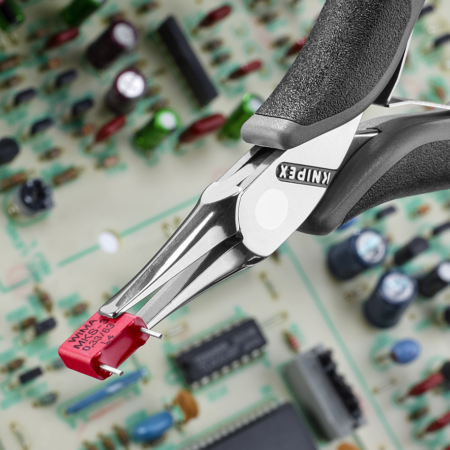 Плоскогубцы захватные для электроники ESD, плоские широкие губки, 115 мм, 2-комп антистатические ручки (KN-3512115ESD)