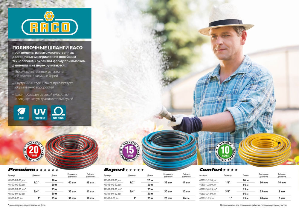 Поливочный шланг COMFORT 3/4, 25 м, 25 атм, трёхслойный, армированный RACO 40303-3/4-25_z01