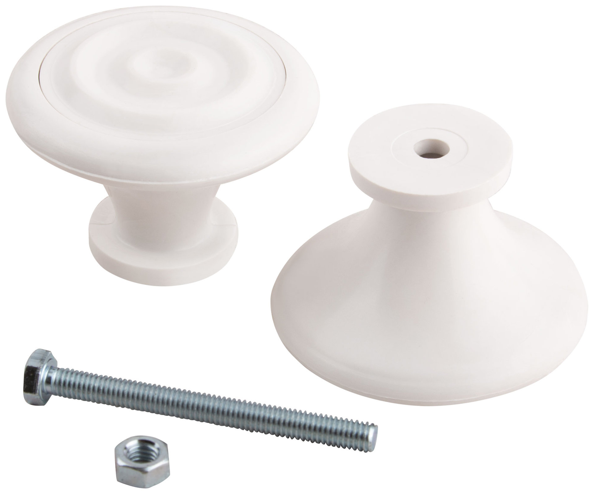 Ручка-кнопка дверная пластиковая белая (66835)