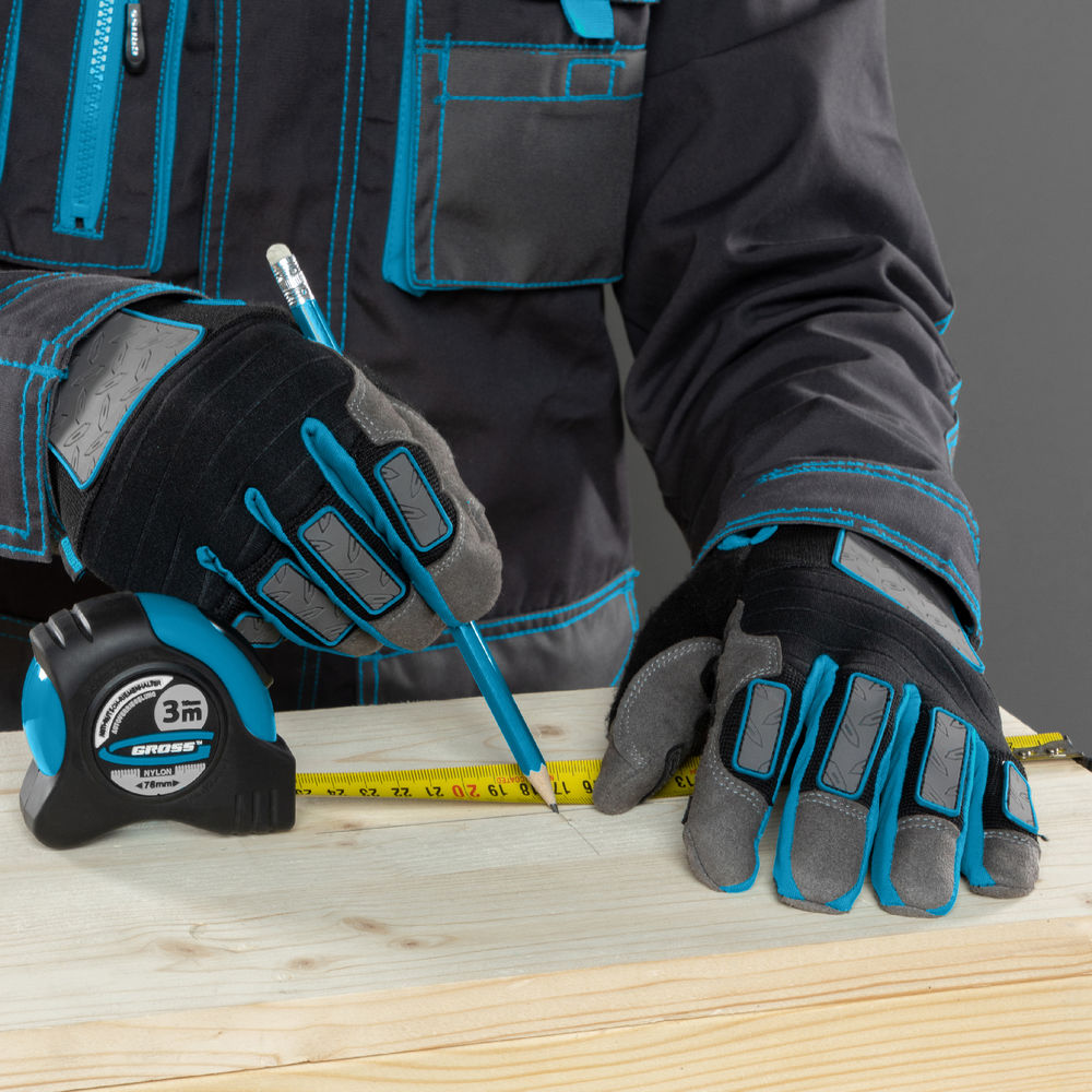 Рулетка Schlagfest,3 м x 19 мм,магнитный обрезиненный зацеп,двусторонняя шкала,Нейлоновое покрытие,автоматическая фиксация Gross