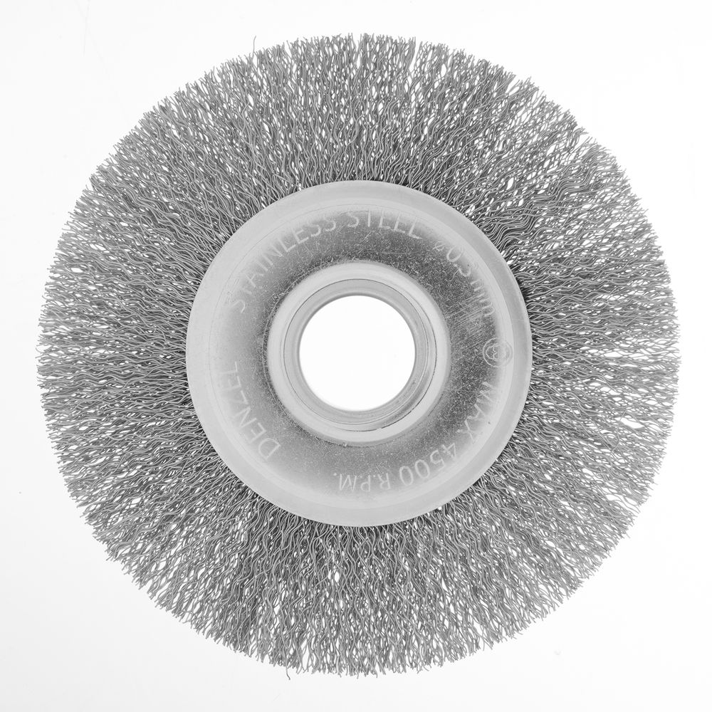 Щетка для УШМ, 125 мм, Плоская, витая нержавеющая проволока 0.3 мм, посадка 22.2 мм Denzel (746563)