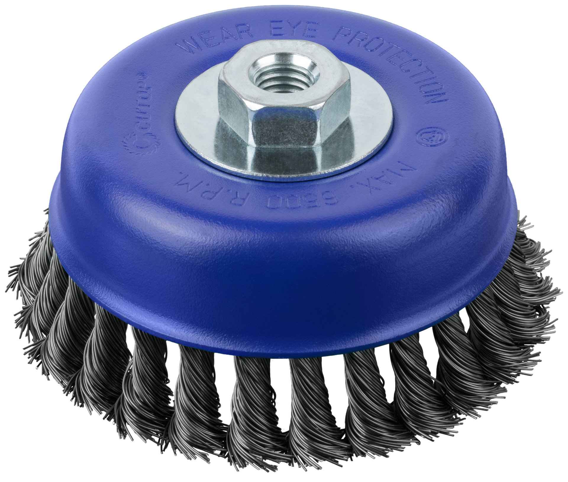 Щетка для УШМ, М14, тип Чашка, крученая витая проволока 0,5 мм, 125 мм, блистер, CUTOP Profi (82-900)