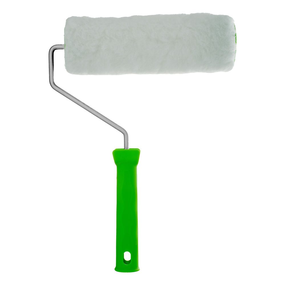 Валик Искусственный мех с ручкой, 200 мм, ворс 15 мм, D 48 мм, D ручки 6 мм, полиэстер Сибртех (80113)