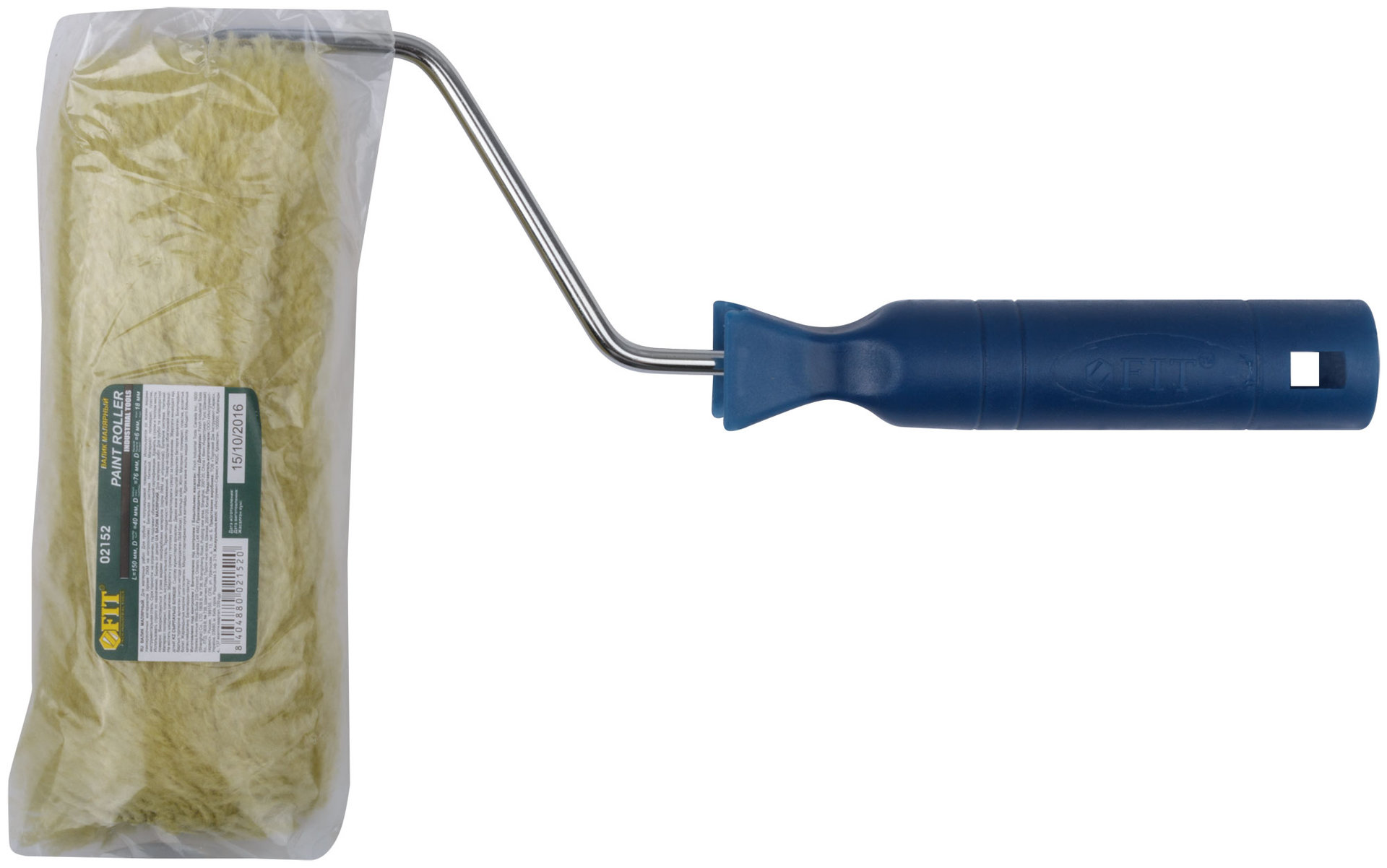 Валик полиакриловый нитяной, диаметр 40/76 мм, ворс 18 мм, бюгель 6 мм, зеленый, 150 мм (02152)