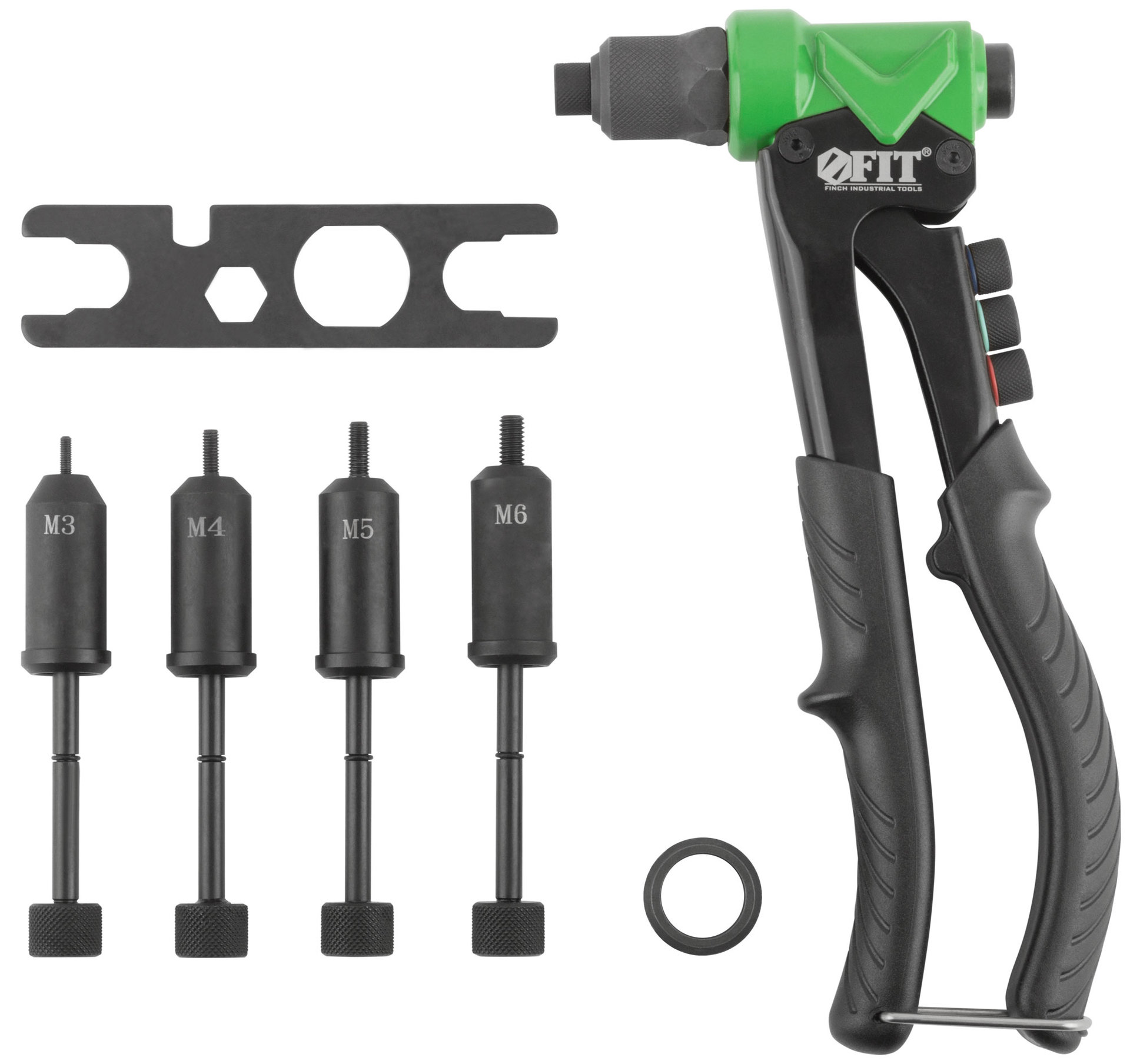 Заклепочник комбинированный Профи для резьбовых заклепок М3-М6 и вытяжных заклепок 2,4-4,8 мм (235 мм) (32070)