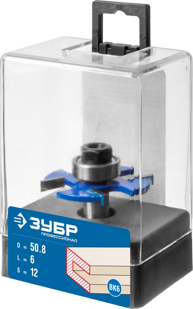 Фреза горизонтально-пазовая 50.8 x 6 мм, хвостовик 12 мм ЗУБР Профессионал 28757-50.8-6-12