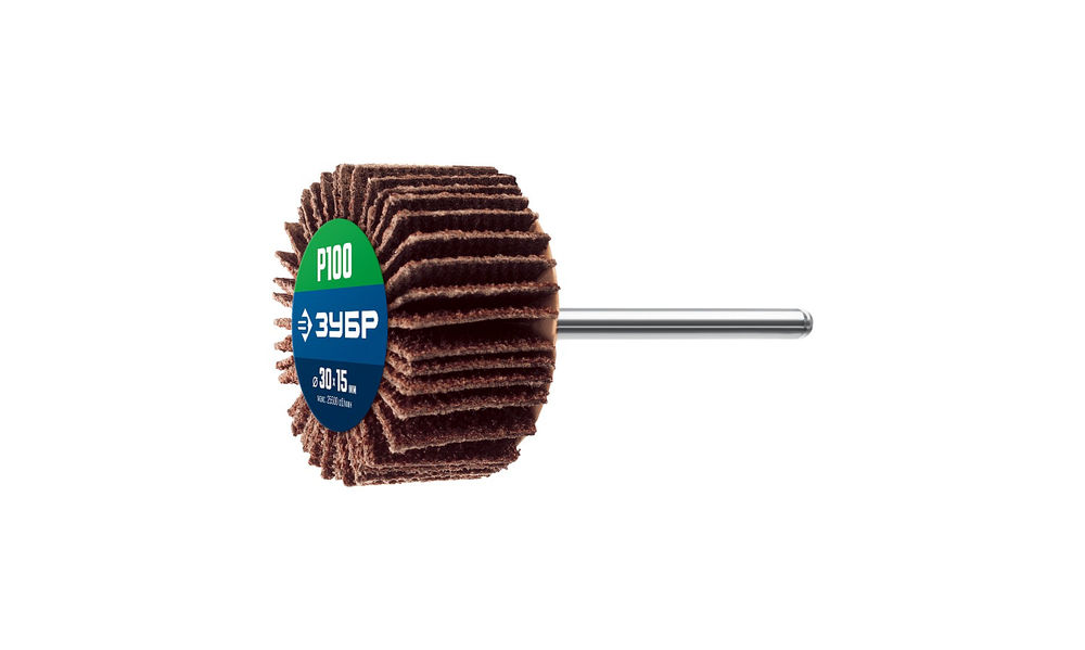Круг шлифовальный лепестковый d 30 x 15 мм, P100, на шпильке d 3.2 мм ЗУБР Профессионал 36600-100_z01