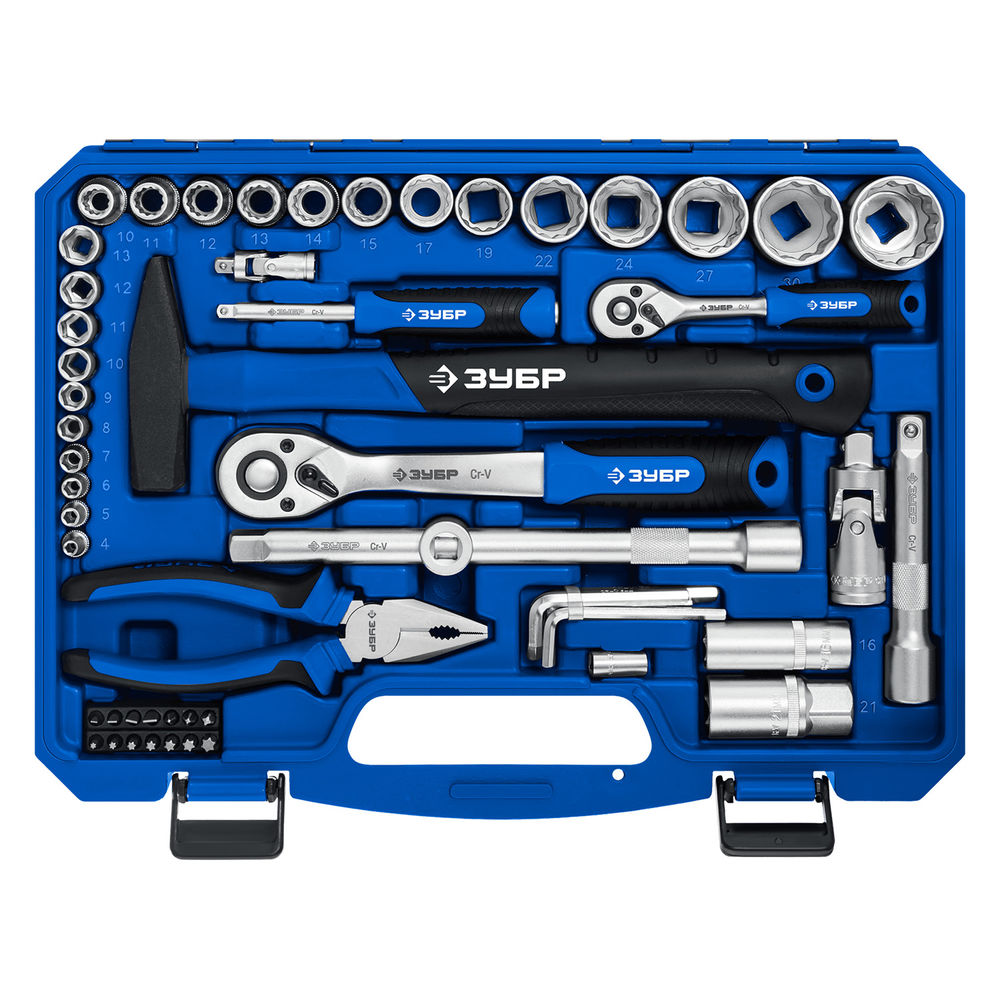 Универсальный набор инструмента 76 предм. 1/2+ 1/4 Профессионал ЗУБР Универсал-76 27670-H76