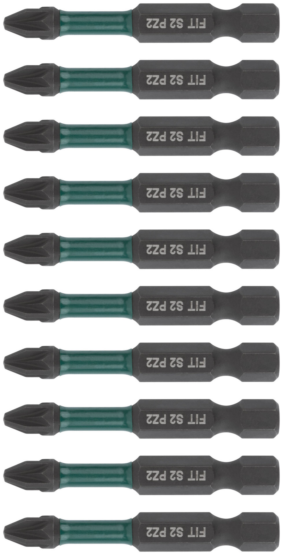 Биты кованые ударные, сталь S2, односторонние 50 мм PZ2, Профи 10 шт., блистер (57486)